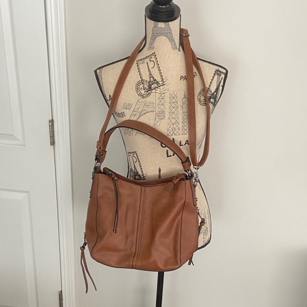 REALER Women’s Camel Brown Leather Hobo Handbag Shoulder Bag